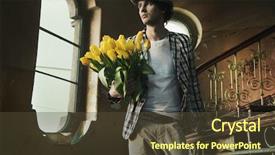  Presentation with tulips butterflies - Audience pleasing PPT layouts consisting of black elegant - romantic man holding bunch backdrop and a tawny brown colored foreground