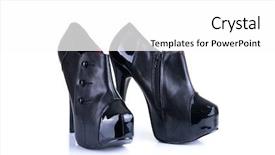  Presentation with female abstract black - Presentation theme with black elegant female shoes isolated background and a  colored foreground