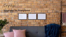  Presentation with room interior design - Slide deck having black-empty-frames-with-copy background and a coral colored foreground