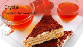  Presentation with black tea - Slides featuring black english tea and cakes with red cherry background and a red colored foreground