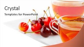  Presentation with black tea - Theme enhanced with black english tea and cakes background and a white colored foreground