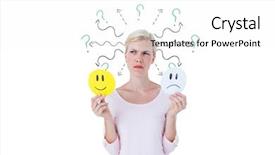  Presentation with woman sad - Presentation enhanced with confused woman with sad background and a white colored foreground