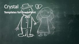  Presentation with wife - Slides with black family divorce - drawing on the chalkboard husband background and a ocean colored foreground