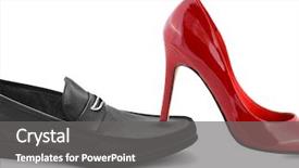  Presentation with black family - Colorful presentation design enhanced with black family divorce - man and woman shoes isolated backdrop and a  colored foreground