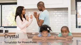  Presentation with black children - Slides enhanced with black family divorce - parents arguing in front background and a coral colored foreground