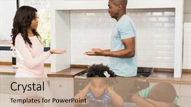  Presentation with divorce - Audience pleasing PPT layouts consisting of black family divorce - parents arguing in front backdrop and a coral colored foreground