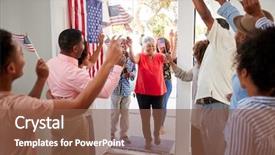  Presentation with black family - Colorful presentation enhanced with black family independence day house backdrop and a tawny brown colored foreground