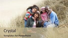  Presentation with black family - Theme having black family on a beach background and a coral colored foreground