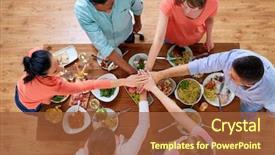  Presentation with family holding hands - Amazing presentation design having black family reunion - eating and leisure concept backdrop and a tawny brown colored foreground