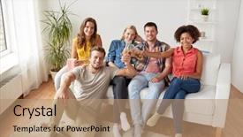  Presentation with family reunion - Theme consisting of black family reunion - friendship people and holidays concept background and a coral colored foreground