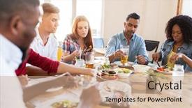  Presentation with family reunion - Cool new theme with black family reunion - leisure food and people concept backdrop and a coral colored foreground