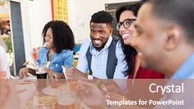  Presentation with family reunion - PPT layouts having black family reunion - leisure food and people concept background and a coral colored foreground