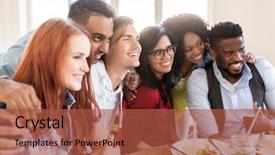  Presentation with family reunion - PPT theme featuring black family reunion - leisure food and people concept background and a red colored foreground