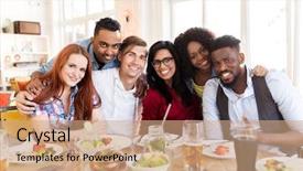  Presentation with family reunion - Slide deck consisting of black family reunion - leisure food and people concept background and a coral colored foreground