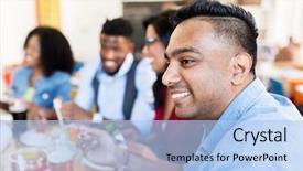  Presentation with family reunion - PPT layouts having black family reunion - leisure food and people concept background and a light blue colored foreground