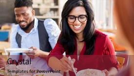  Presentation with international food - Cool new presentation theme with black family reunion - leisure food and people concept backdrop and a violet colored foreground