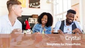  Presentation with family reunion - Presentation design consisting of black family reunion - leisure food and people concept background and a coral colored foreground