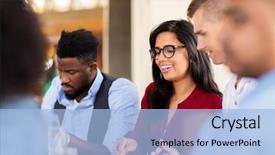  Presentation with international food - Amazing PPT theme having black family reunion - leisure food and people concept backdrop and a light blue colored foreground