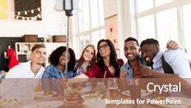  Presentation with technology - Amazing slide deck having black family reunion - leisure technology and people concept backdrop and a coral colored foreground
