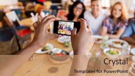  Presentation with black technology - PPT layouts enhanced with black family reunion - leisure technology and people concept background and a coral colored foreground