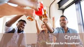  Presentation with celebration - Colorful PPT theme enhanced with black family reunion - party celebration and people concept backdrop and a coral colored foreground