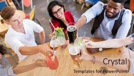  Presentation with celebration - Amazing PPT theme having black family reunion - party celebration and people concept backdrop and a coral colored foreground