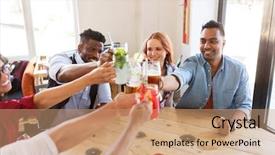  Presentation with celebration - Amazing PPT layouts having black family reunion - party celebration and people concept backdrop and a coral colored foreground