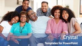  Presentation with home black family - Presentation theme enhanced with black family sitting at home background and a ocean colored foreground