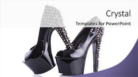  Presentation with black girl sexy fashionable mulatto - Colorful theme enhanced with black fashionable high heel shoes backdrop and a white colored foreground