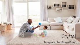  Presentation with black father - Slide set consisting of black father and toddler son background and a soft green colored foreground