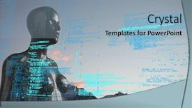  Presentation with blue mountain - Colorful presentation design enhanced with black female ai and mountain backdrop and a light blue colored foreground