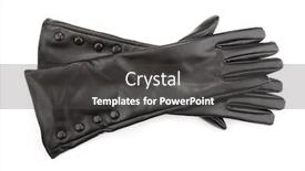  Presentation with black female - Cool new theme with black female leather gloves isolated on white backdrop and a dark gray colored foreground