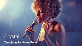  Presentation with singer - PPT theme with black-female-singer-performing background and a ocean colored foreground