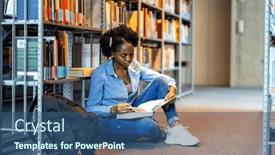  Presentation with black female - PPT layouts consisting of black-female-student-reading-book background and a ocean colored foreground