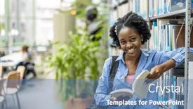  Presentation with black female - Theme having black-female-student-reading background and a teal colored foreground