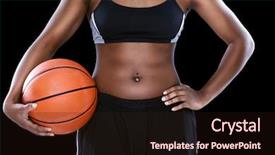  Presentation with basketball female - Slide set with black female with basketball background and a wine colored foreground