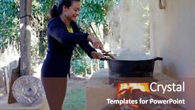  Presentation with rural housing - Slide deck consisting of black folks - woman cooking rice background and a tawny brown colored foreground