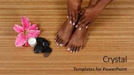  Presentation with day spa - Cool new slide deck with black skin - woman spending the day backdrop and a coral colored foreground