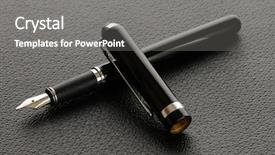  Presentation with fountain pen - PPT layouts consisting of black fountain pen on leather background and a gray colored foreground