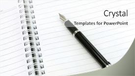  Presentation with fountain pen - Amazing PPT theme having black fountain pen on notebook backdrop and a cool aqua colored foreground