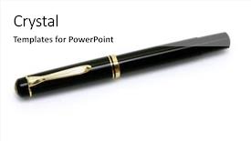  Presentation with fountain pen - Slides having black fountain pen with gold background and a white colored foreground