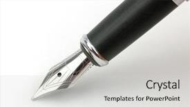  Presentation with fountain pen - Audience pleasing PPT theme consisting of black fountain pen writing backdrop and a light gray colored foreground