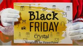  Presentation with stop violence against black women - Audience pleasing slides consisting of black friday advert against santa backdrop and a gold colored foreground