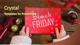  Presentation with black paper - Slide deck consisting of black friday advert against santa background and a tawny brown colored foreground