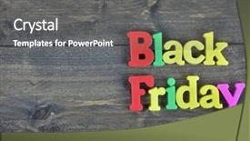  Presentation with friday - Colorful PPT theme enhanced with black friday word on wooden backdrop and a gray colored foreground