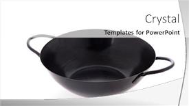  Presentation with frying - Beautiful presentation featuring black-frying-pan-isolated-over backdrop and a white colored foreground