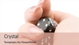  Presentation with black hand - Presentation featuring black gambling dices in woman background and a coral colored foreground