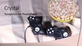  Presentation with controller - Slide deck enhanced with black game controllers and bowl background and a light gray colored foreground