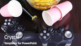  Presentation with snacks - Beautiful presentation theme featuring black game controllers and bowl backdrop and a tawny brown colored foreground
