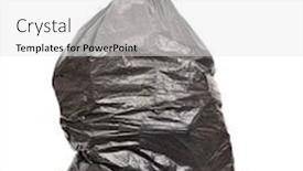  Presentation with garbage - Beautiful presentation design featuring black garbage bag on white background backdrop and a white colored foreground